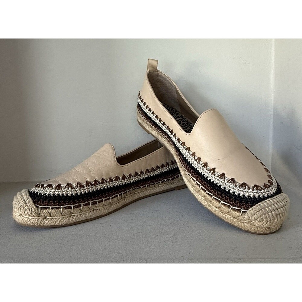 Chico's Giada Deco Espadrille Flats Nude Crochet WOMEN 8M SLIP ON COASTAL - Picture 2 of 11